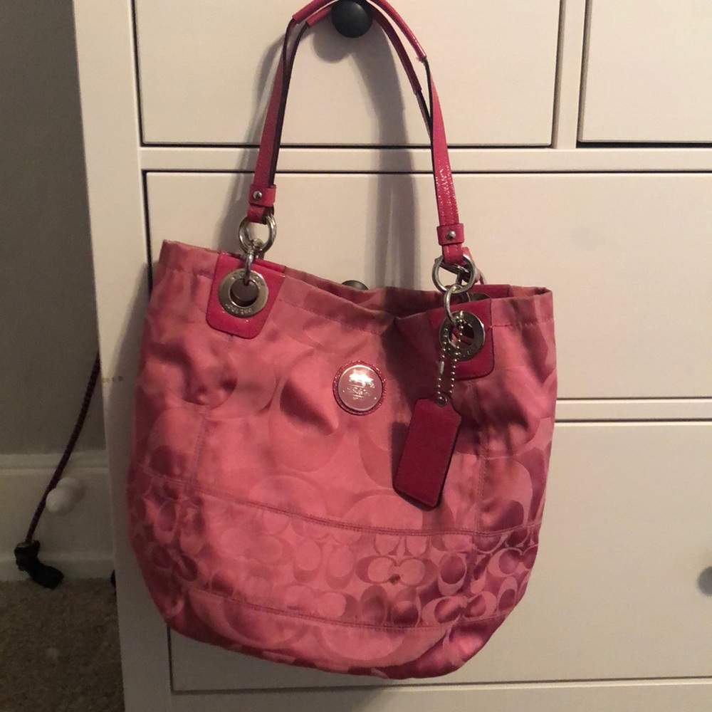Coach Pink Signature Jacquard Purse